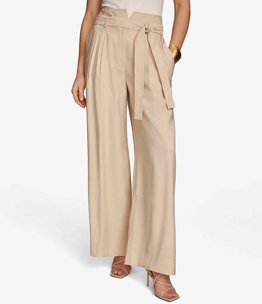 Donna Karan High Waist Belted Wide Leg Pants Product Image