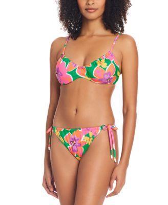 Sanctuary Womens Floral Print Scoop Neck Bikini Top Side Tie Hipster Bottoms Product Image