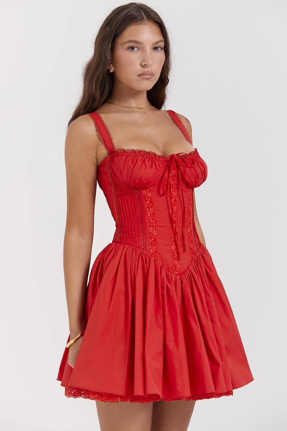 Pietra Cherry Corset Mini Dress - SALE Product Image