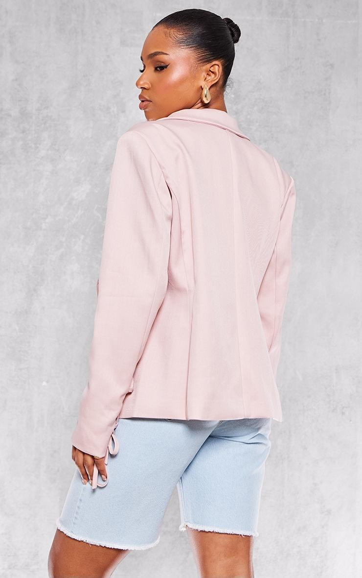 Pastel Pink Lace Up Sleeve Blazer Product Image