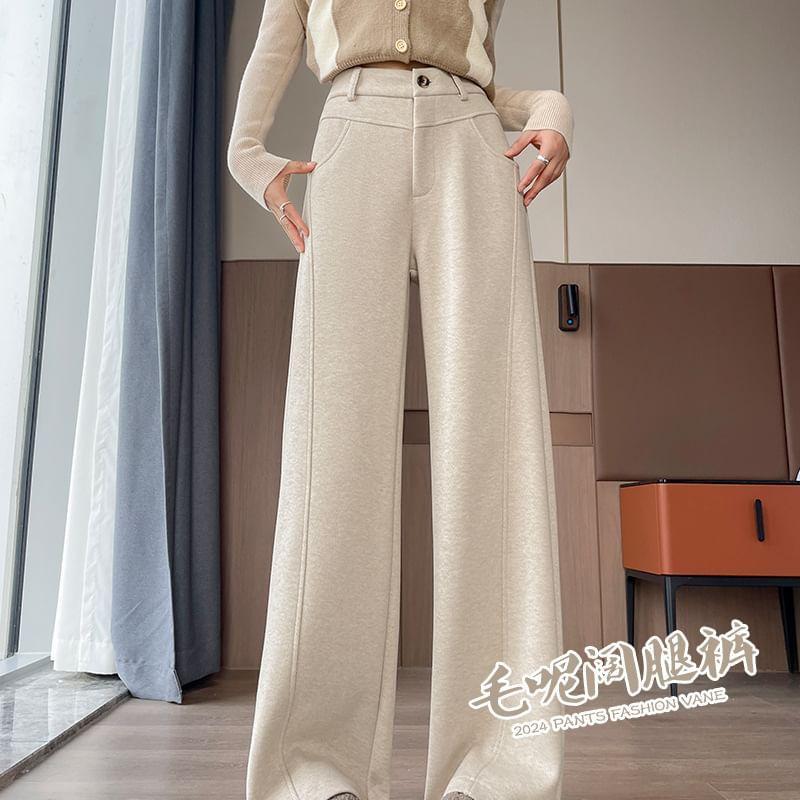 High Waist Fleece-Lined Wide Leg Pants Product Image