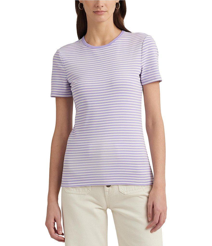 Lauren Ralph Lauren Alli Stripe Short Sleeve Crew Neck Tee Shirt Product Image