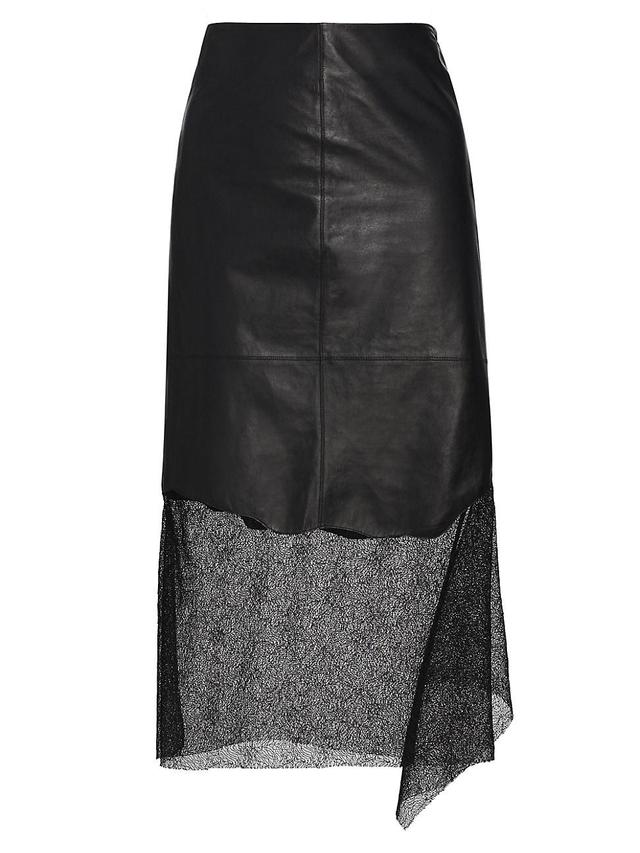 Womens Leather Lace Midi-Skirt Product Image