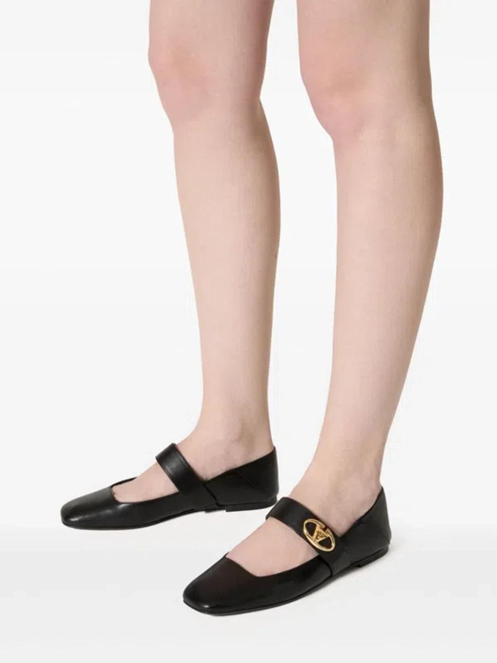 Leather Vlogo Locker Ballet Flats In Black Product Image