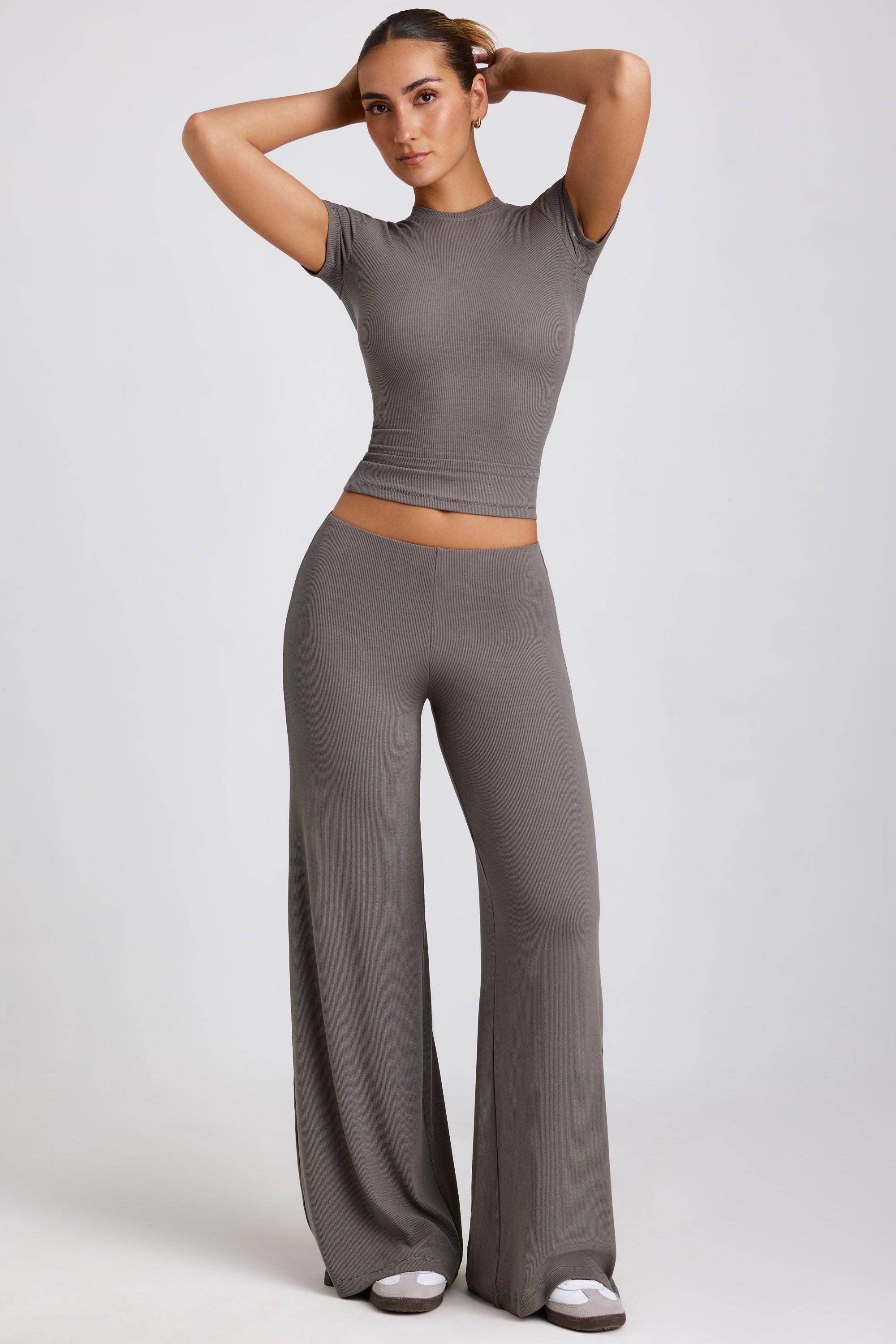 Tall Mid Rise Wide Leg Trouser in Grey product image