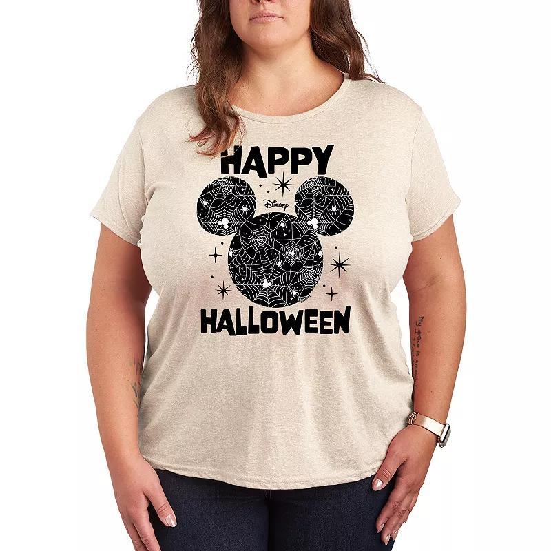 Disneys Mickey Mouse Plus Size Happy Halloween Spider Web Graphic Tee, Womens Product Image