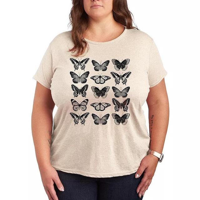 Plus Size Butterfly Grid Graphic Tee, Womens Product Image