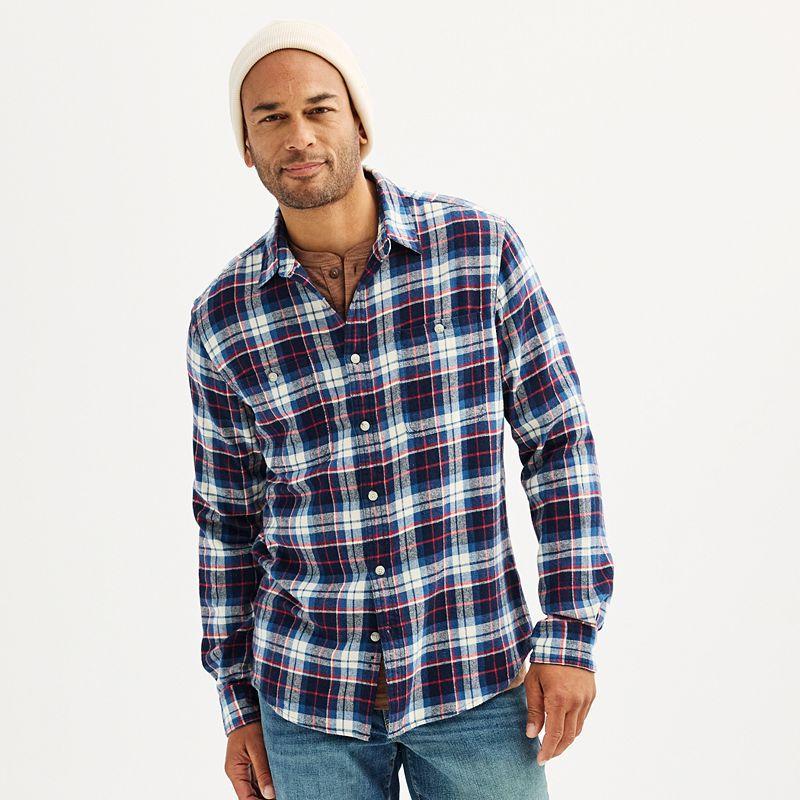 Mens Sonoma Goods For Life Flannel Button-Down Shirt Green Product Image