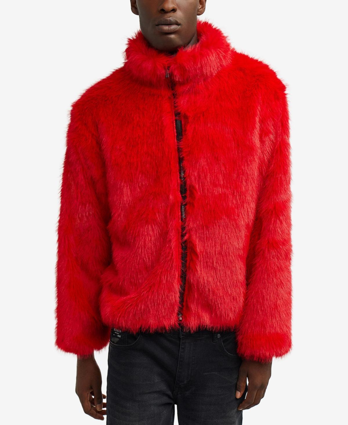 Reason Mens Faux Fur Full Zip Jacket Product Image