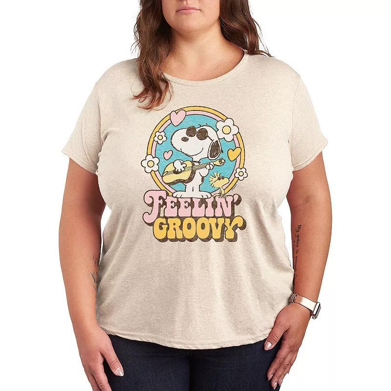 Plus Peanuts Snoopy Feelin Groovy Graphic Tee, Womens Product Image