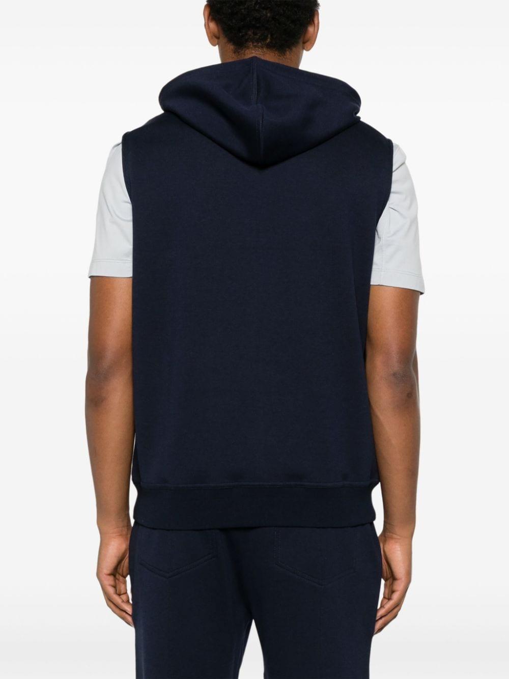 BRUNELLO CUCINELLI Sleeveless Hoodie In Blue Product Image