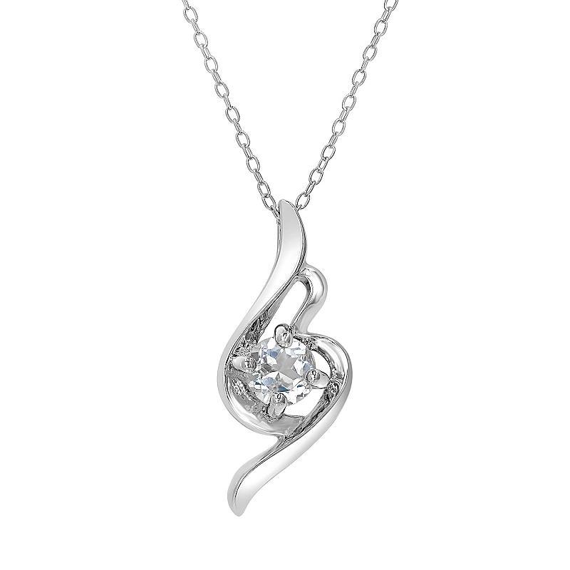 Gemistry Sterling Silver Stone Swirl Pendant Necklace, Womens White Topaz Product Image