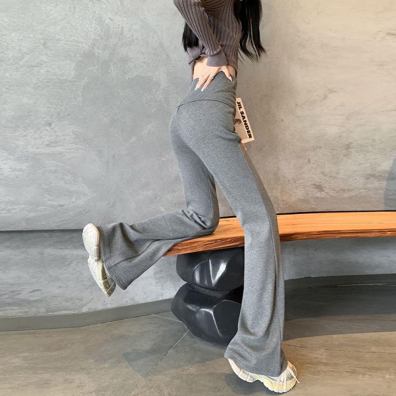 High Waist Plain Flared Sweatpants product image