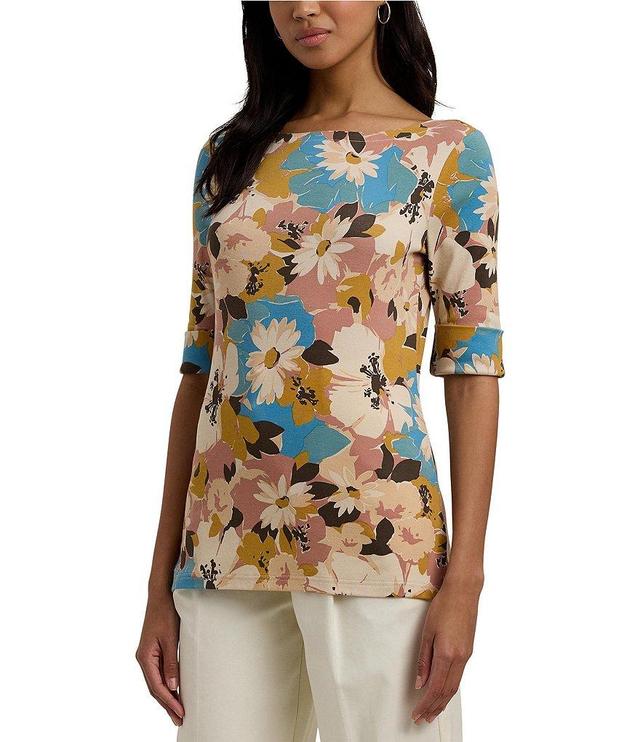 Lauren Ralph Lauren Judy Floral Boat Neck Tee Shirt Product Image