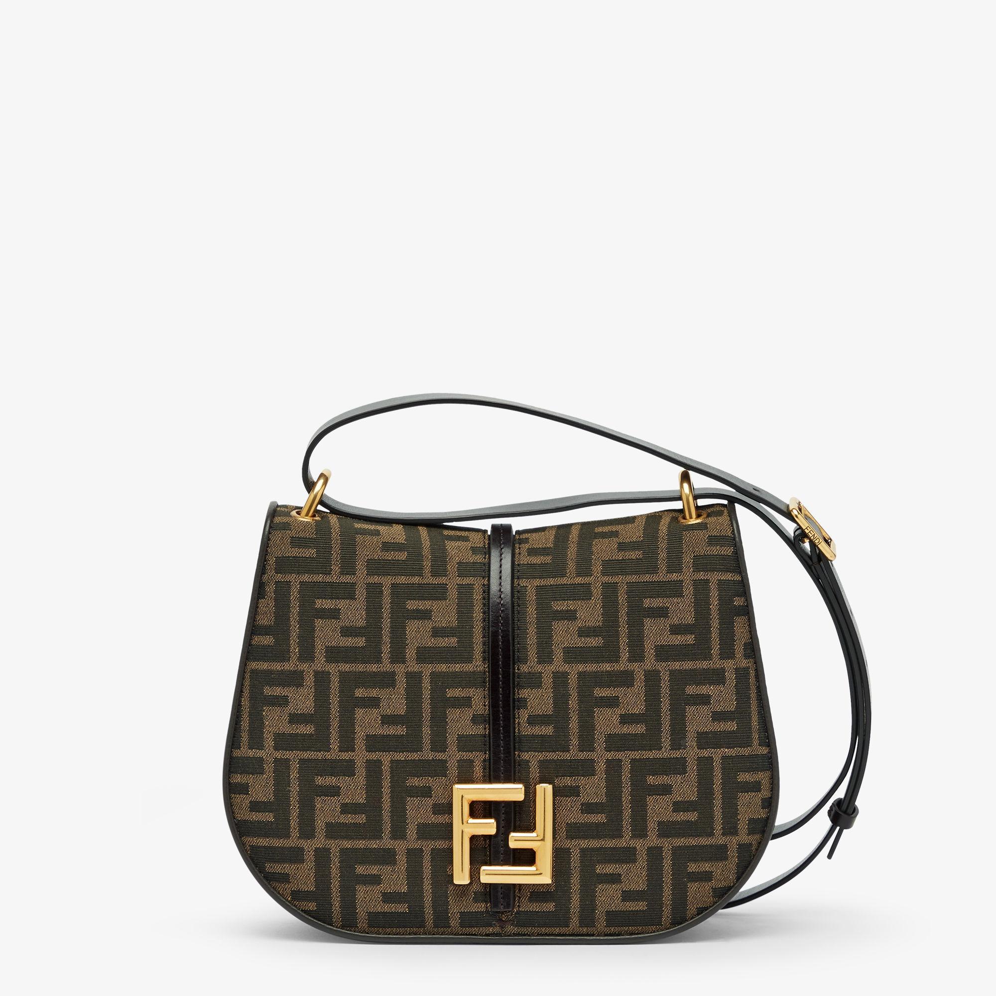 C’mon MediumBrown FF jacquard fabric and leather bag Product Image