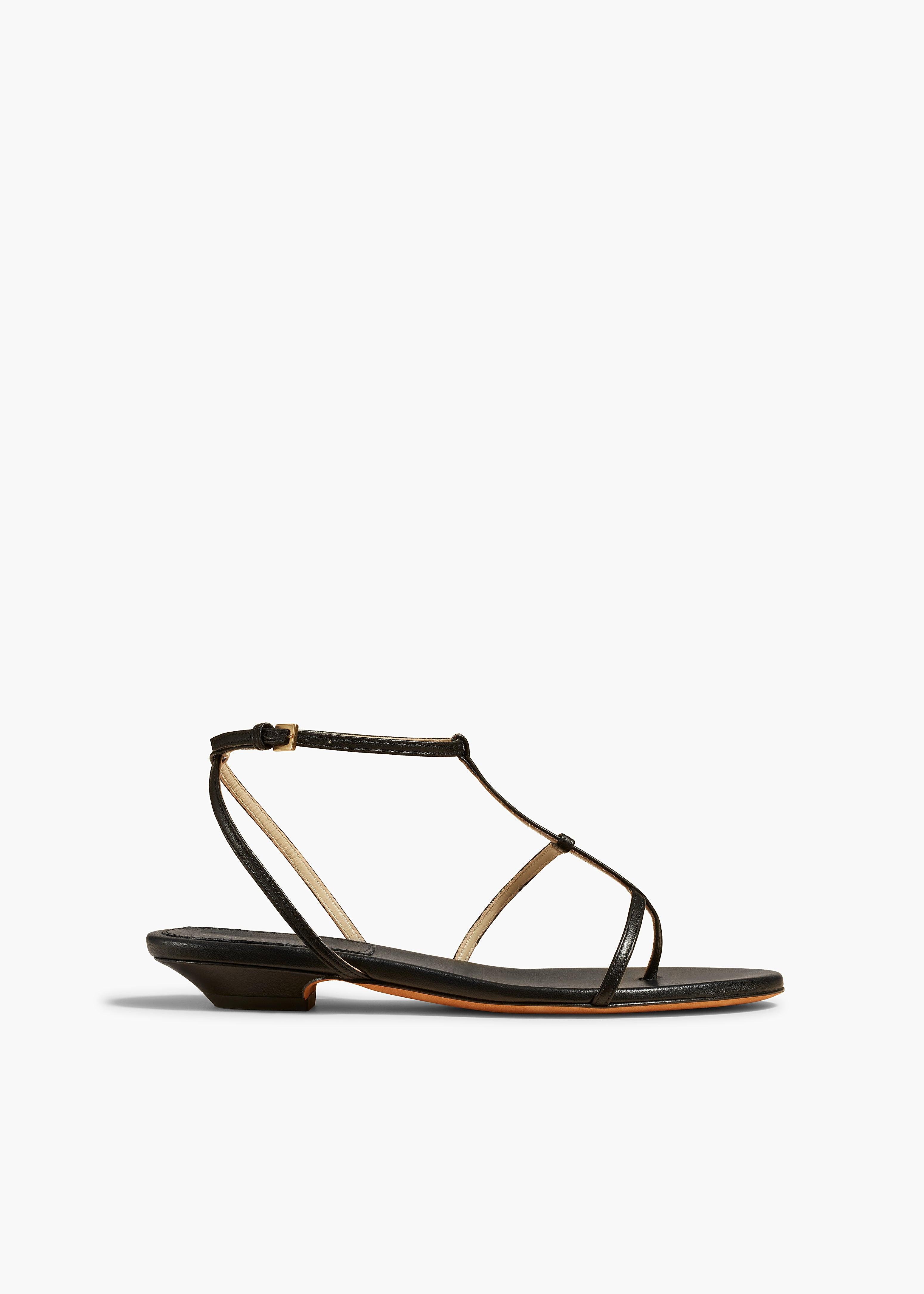 Jones Flat Sandal in Black Leather Product Image