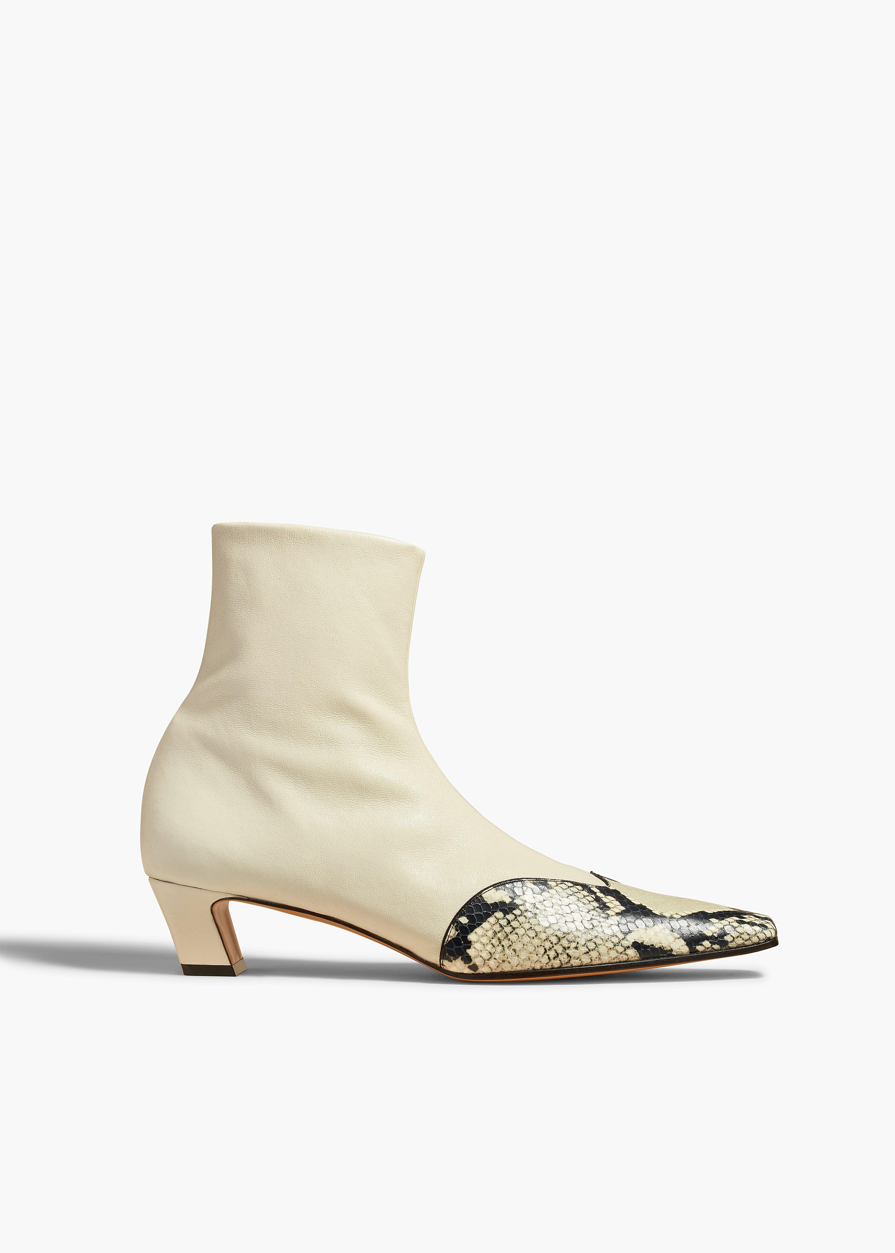 Nevada Stretch Low Boot in Bone with Natural Python-Embossed Leather Product Image