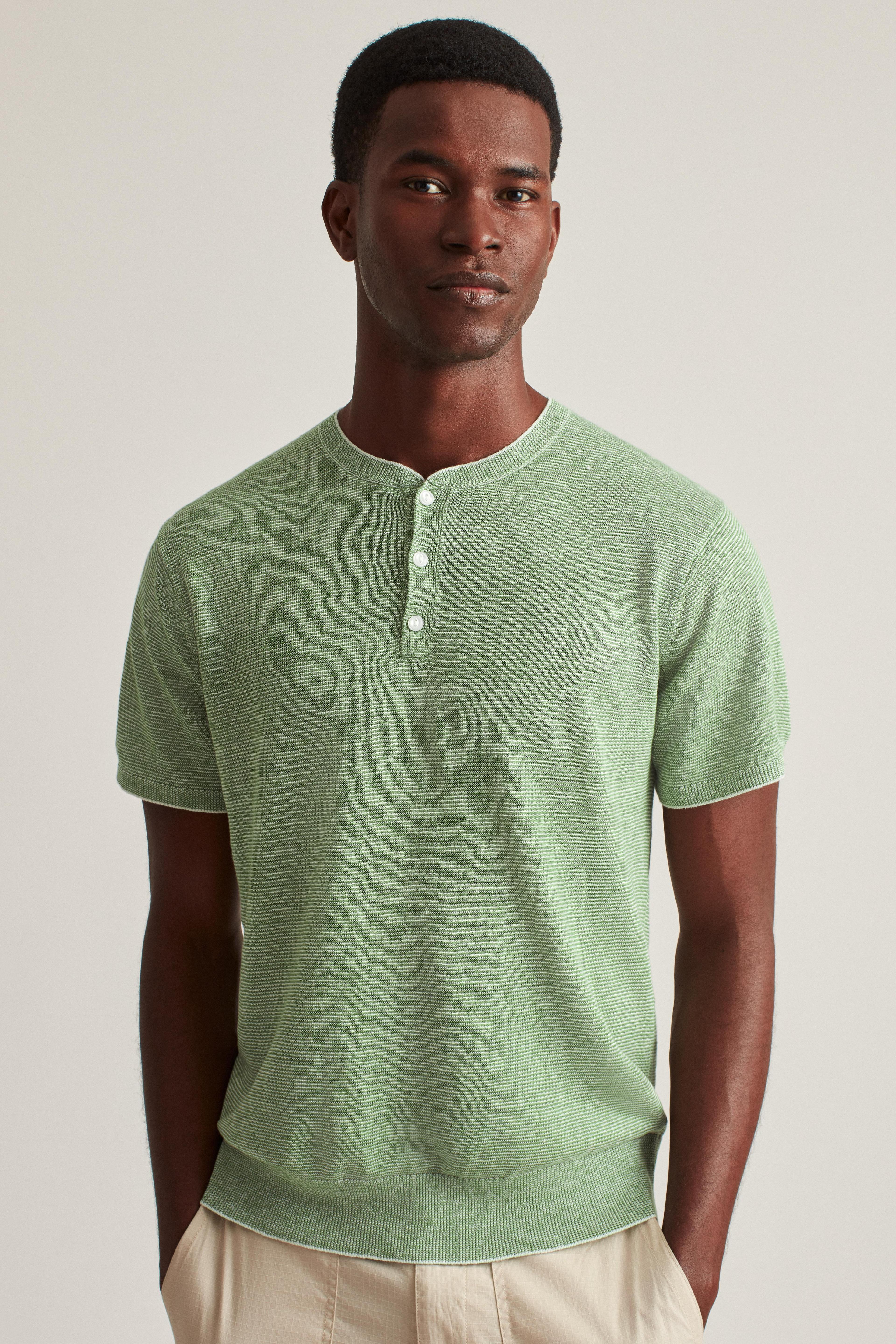 Short Sleeve Linen Henley Product Image