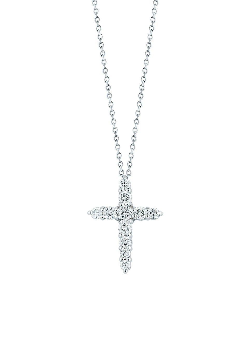 Tiny Treasures Diamond & 18K White Gold Cross Pendant Necklace Product Image