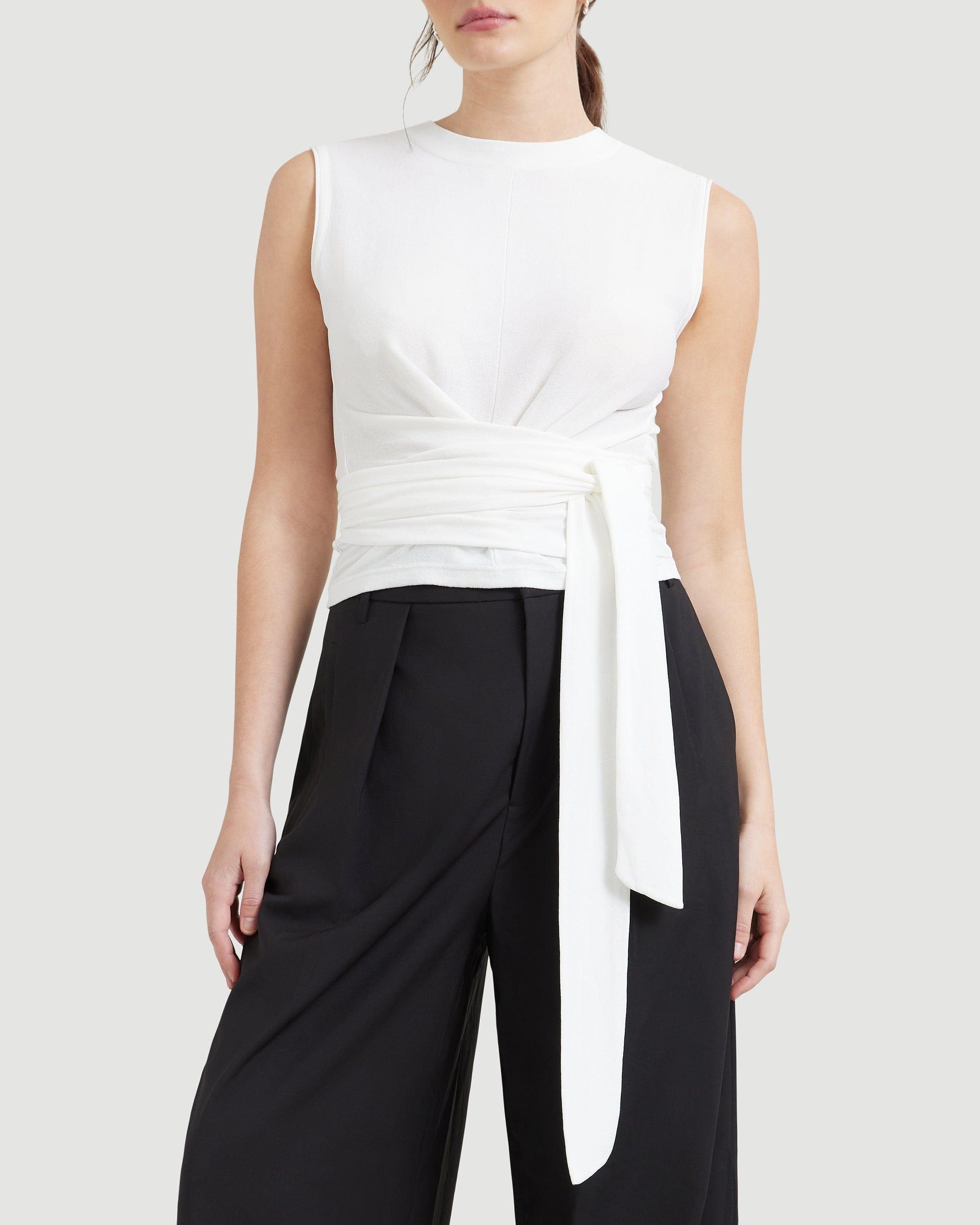 Rumi Cropped Sleeveless Wrap Top Product Image