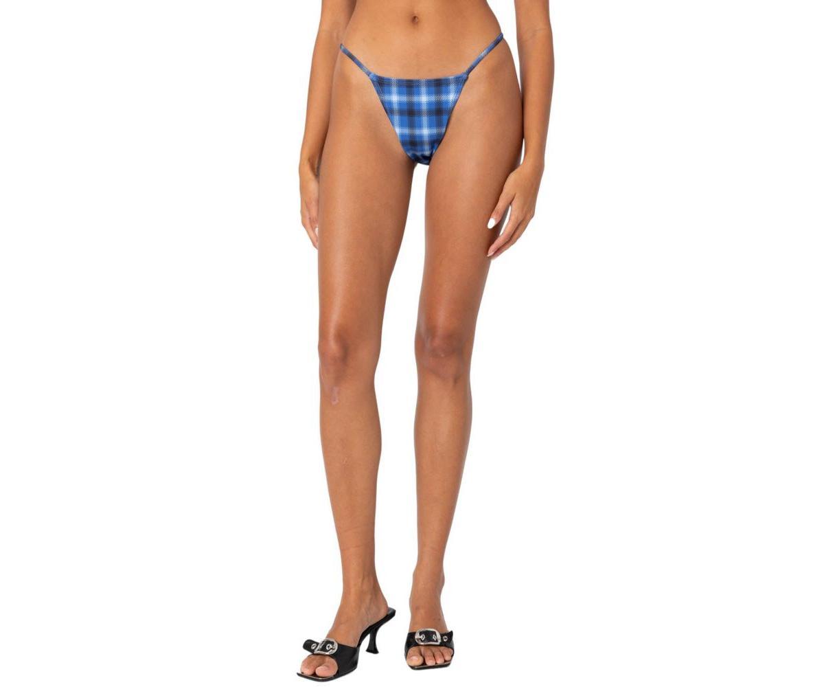 Edikted Womens Preppy Plaid String Bikini Bottom Product Image