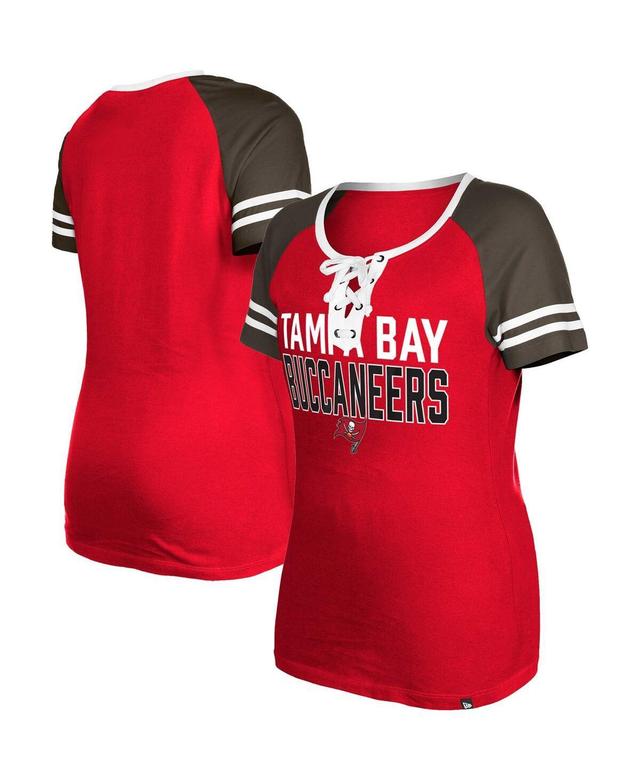 Womens New Era Tampa Bay Buccaneers Raglan Lace-Up T-Shirt Product Image