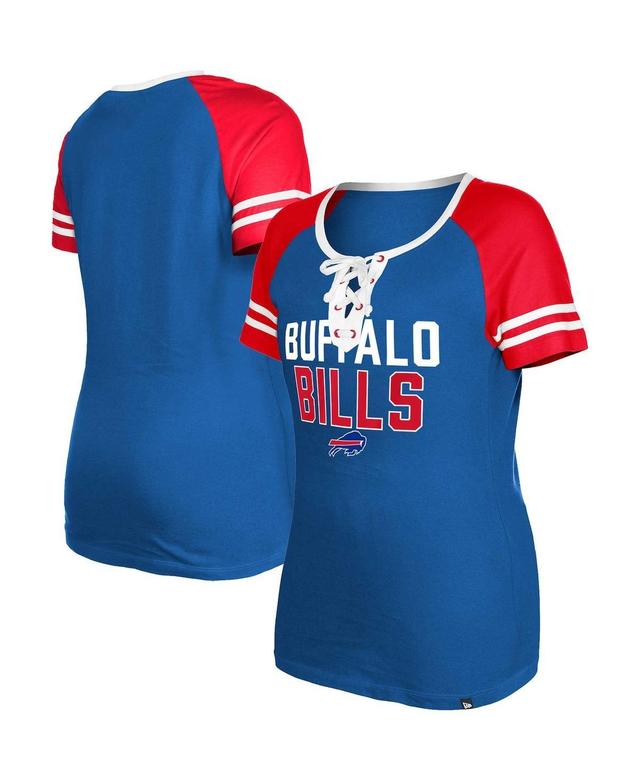 Womens New Era Royal Buffalo Bills Throwback Raglan Lace-Up T-Shirt Product Image