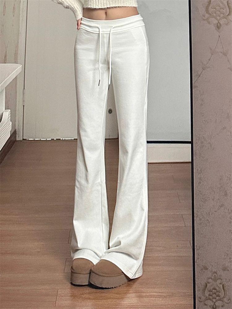 Drawstring Waist Plain Flared Sweatpants Product Image