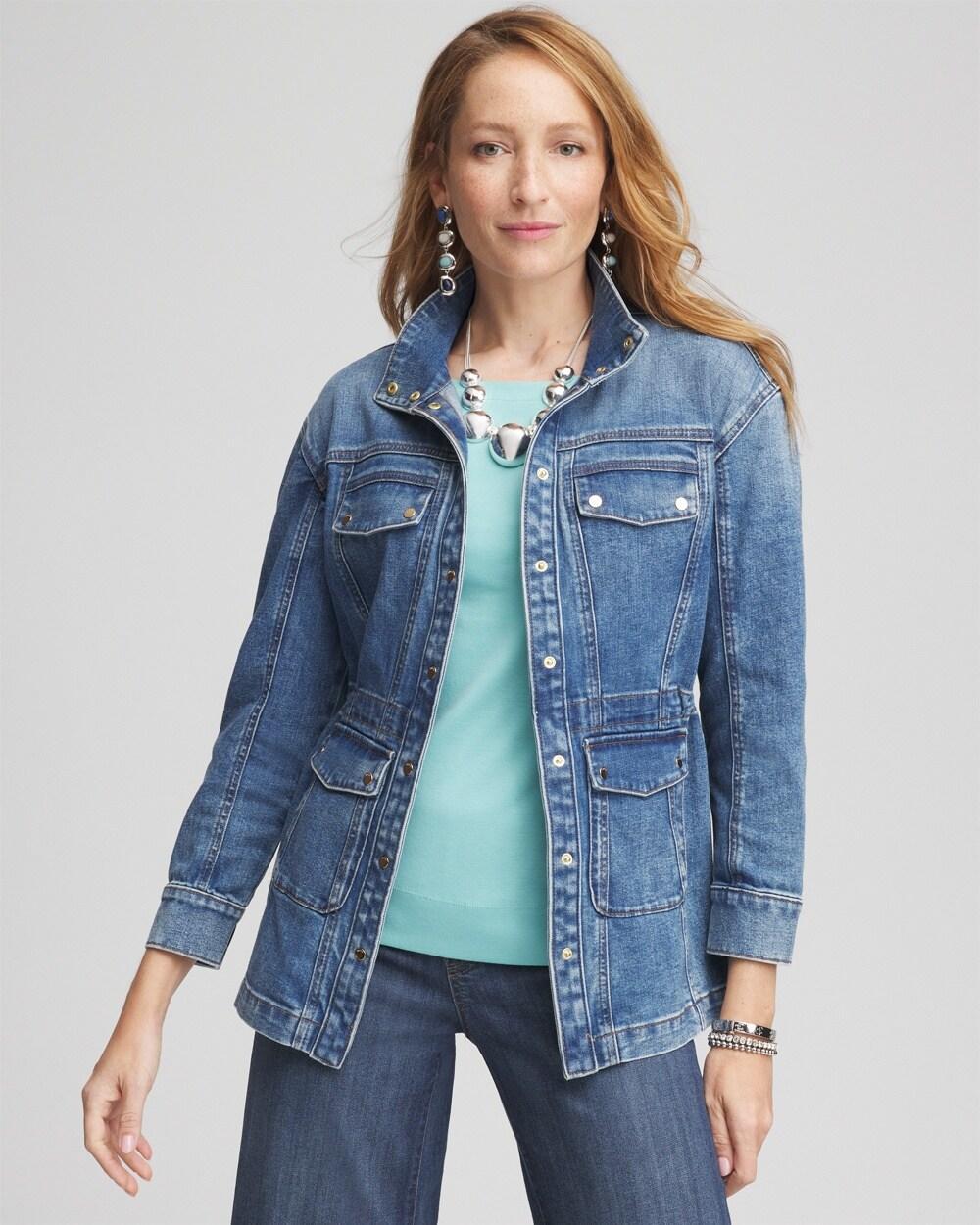 Women's Denim Utility Jacket Product Image