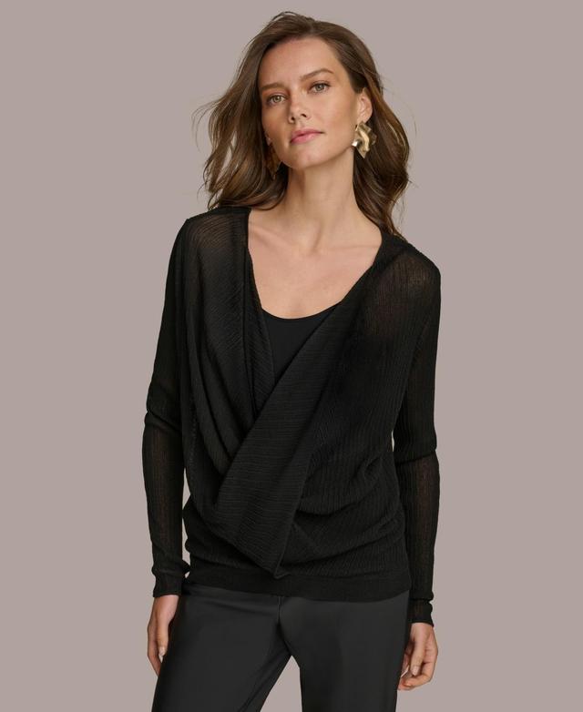 Donna Karan Womens Twist Front V-Neck Sweater Product Image