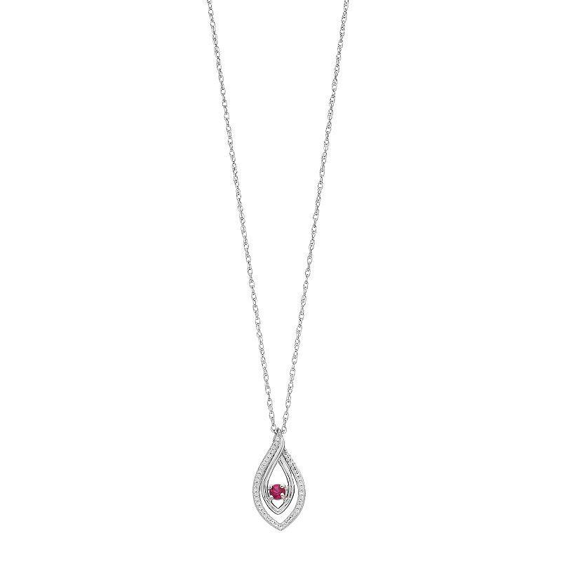 Sterling Silver Lab-Created Ruby & White Sapphire Marquise Pendant, Womens Red Product Image