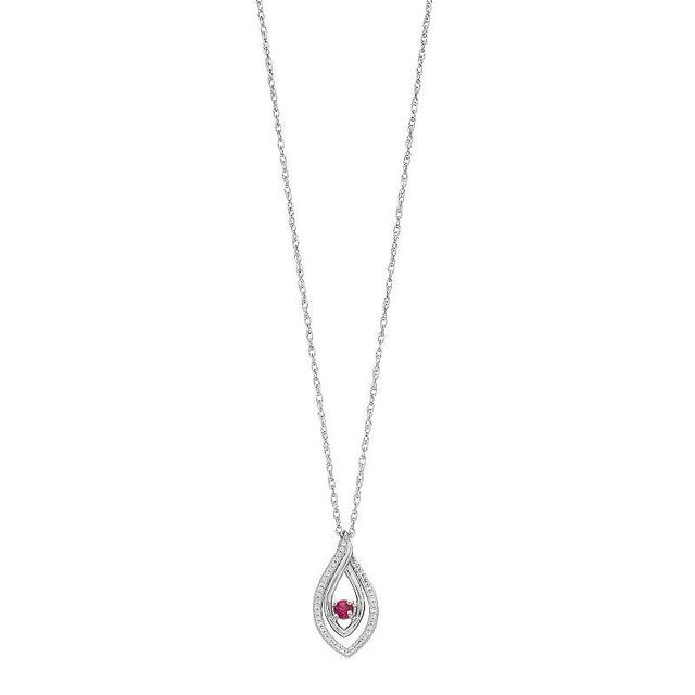 Sterling Silver Lab-Created Ruby & White Sapphire Marquise Pendant, Womens Red Product Image