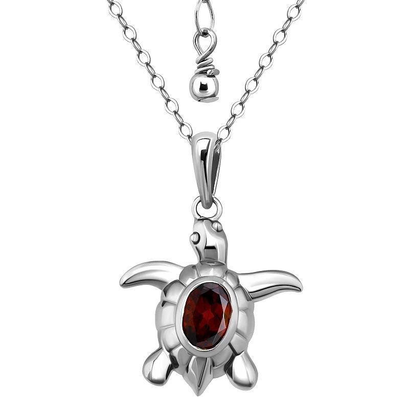 Aleure Precioso Sterling Silver Turtle Pendant Necklace, Womens Red Product Image