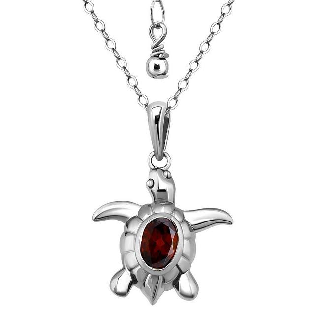 Aleure Precioso Sterling Silver Turtle Pendant Necklace, Womens Red Product Image