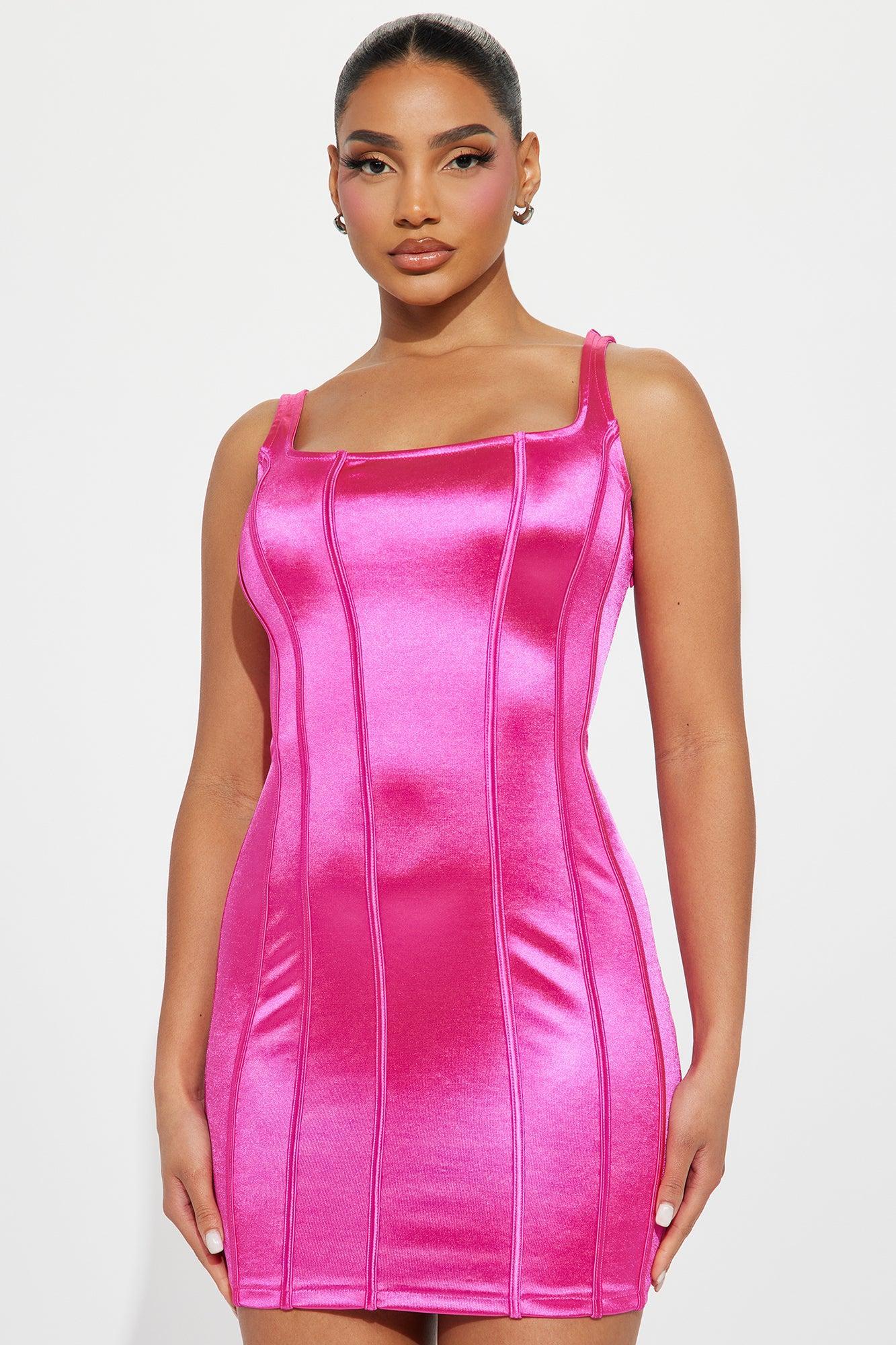 Sydney Metallic Micro Mini Dress - Hot Pink Product Image