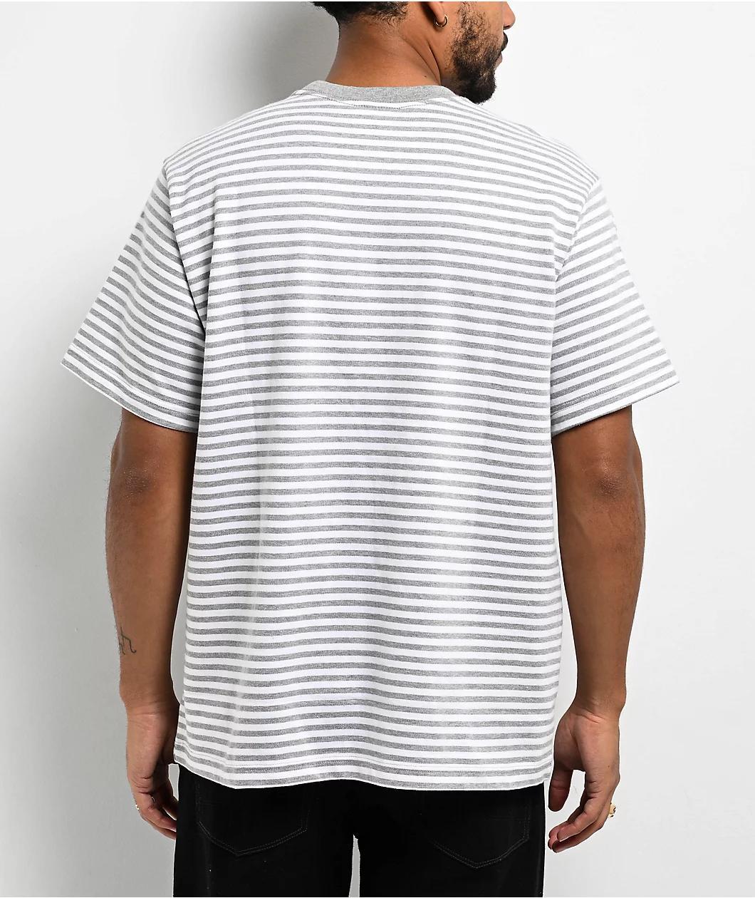 Obey Est. Work Eyes Ash Grey Stripe T-Shirt Product Image