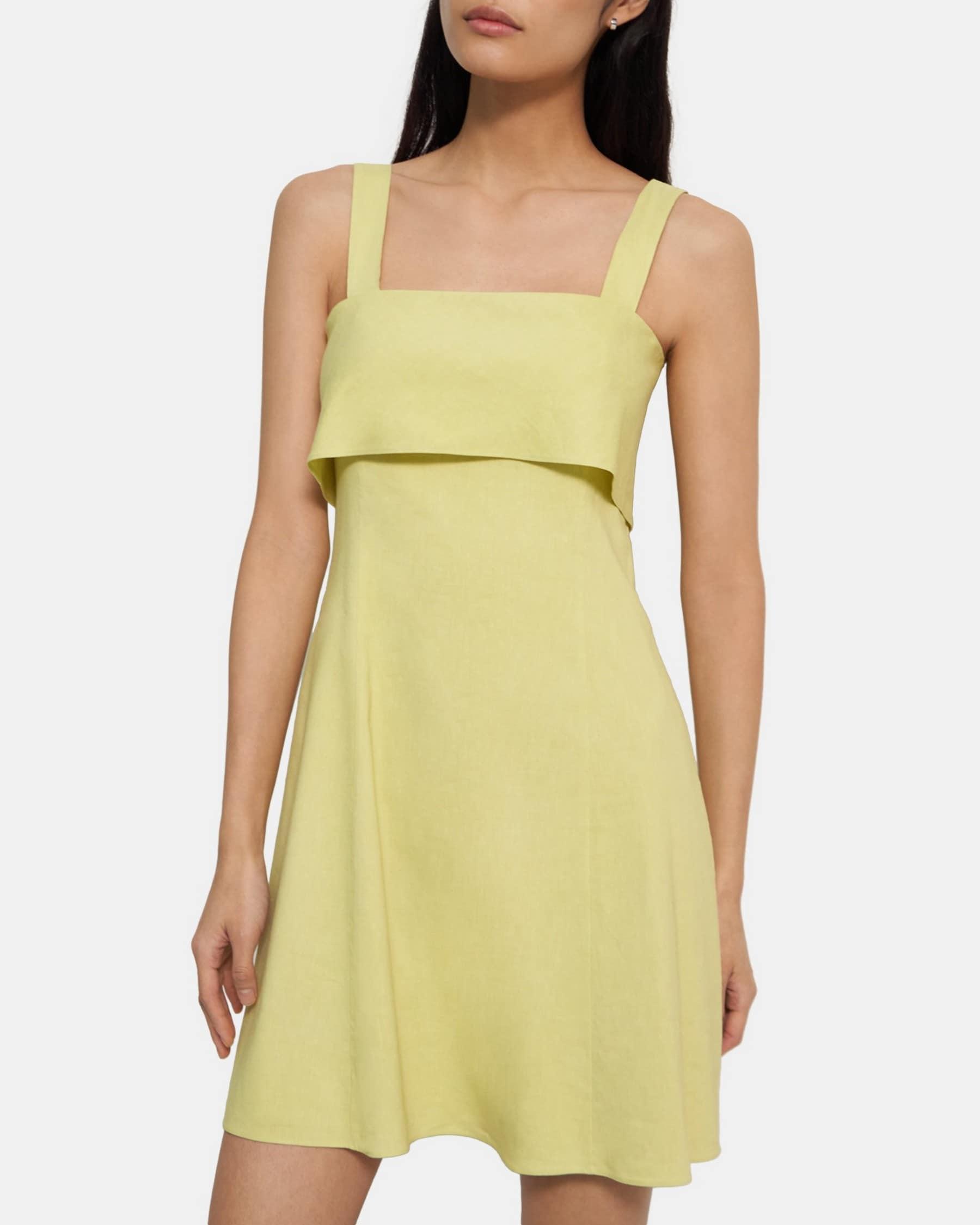 Drape-Back Dress in Stretch Linen Product Image