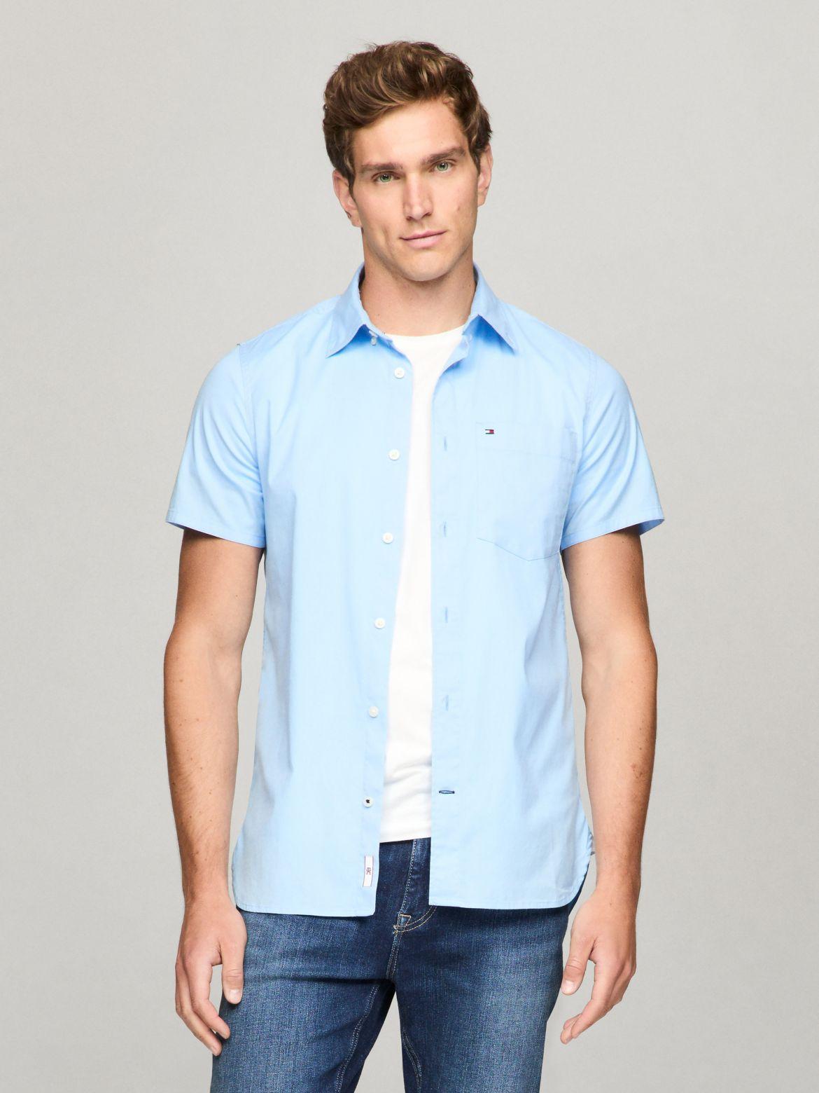 Tommy Hilfiger Men's Short-Sleeve Slim Fit Poplin Shirt Product Image