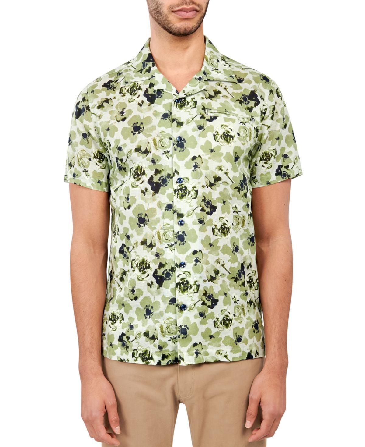 Brooklyn Brigade Mens Arlington Slim-Fit Stretch Rose-Print Button-Down Camp Shirt Product Image