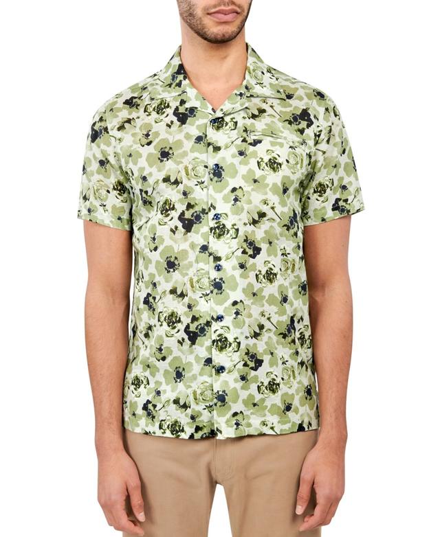 Brooklyn Brigade Mens Arlington Slim-Fit Stretch Rose-Print Button-Down Camp Shirt Product Image