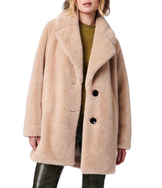 Bernardo Luxe Faux Fur Oversize Collar Long Sleeve Swing Coat Product Image