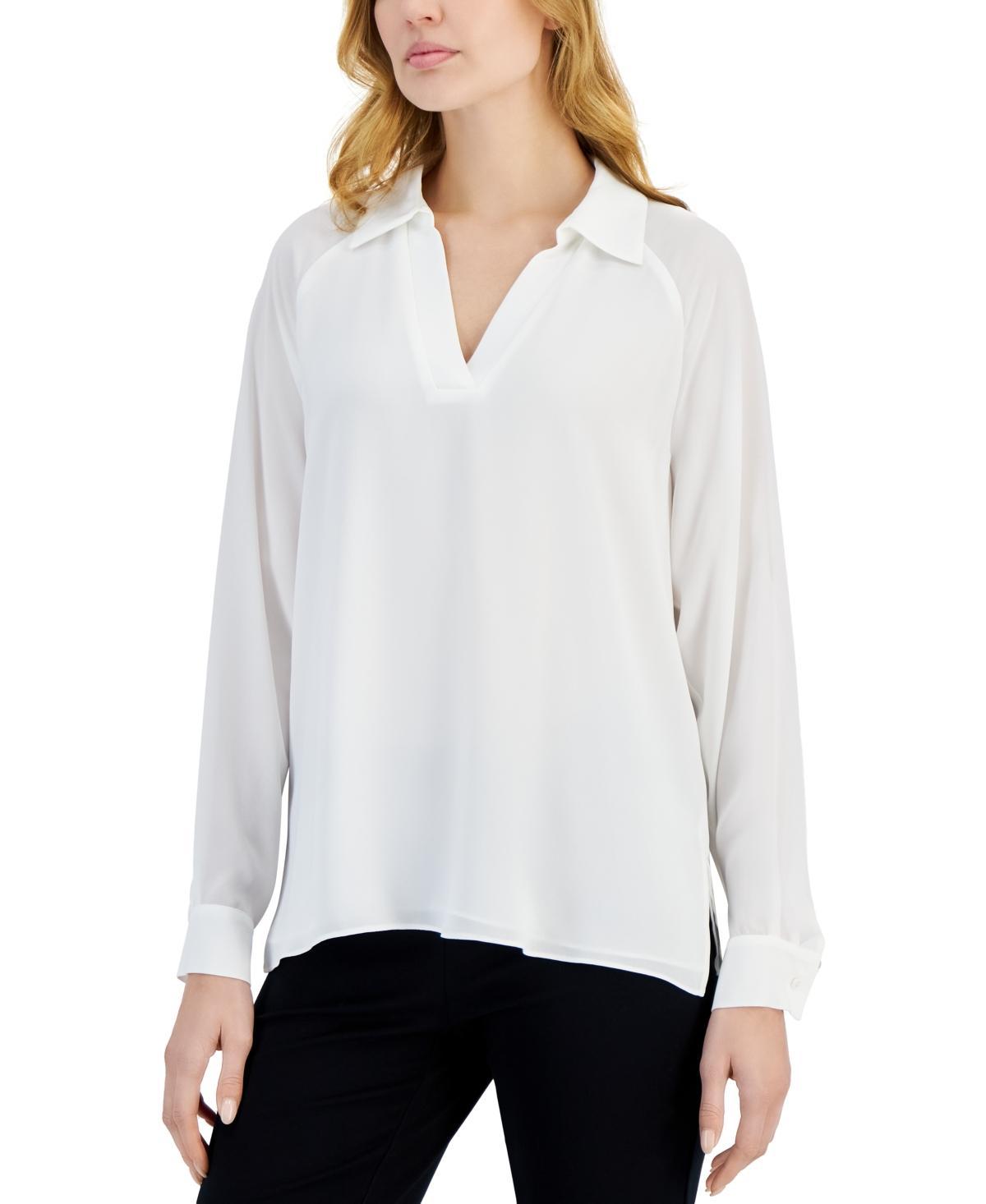 T Tahari Womens Split-Neck Collared Tunic Top product image