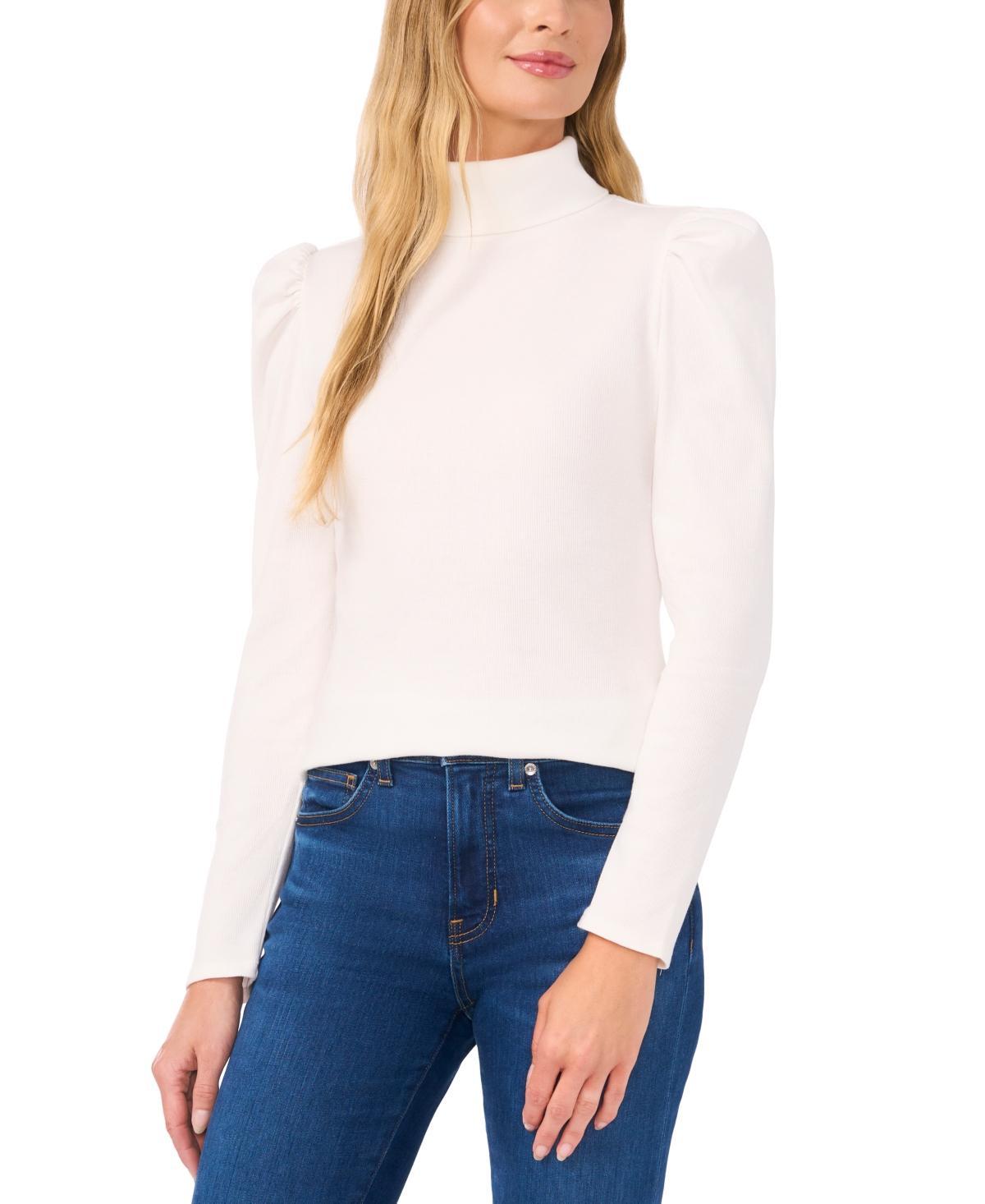 CeCe Womens Puff-Shoulder Long-Sleeve Turtleneck Top Product Image