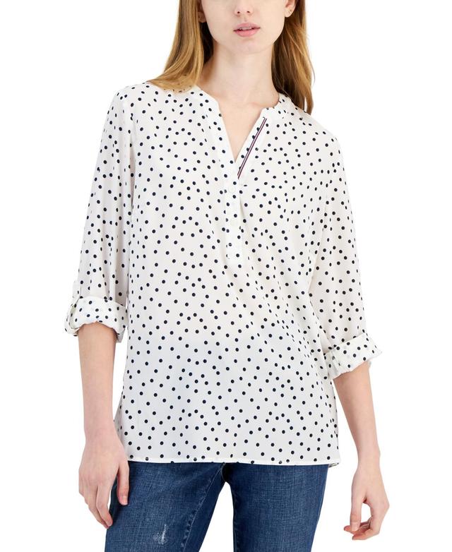 Tommy Hilfiger Womens Polka-Dot Popover Tunic Product Image