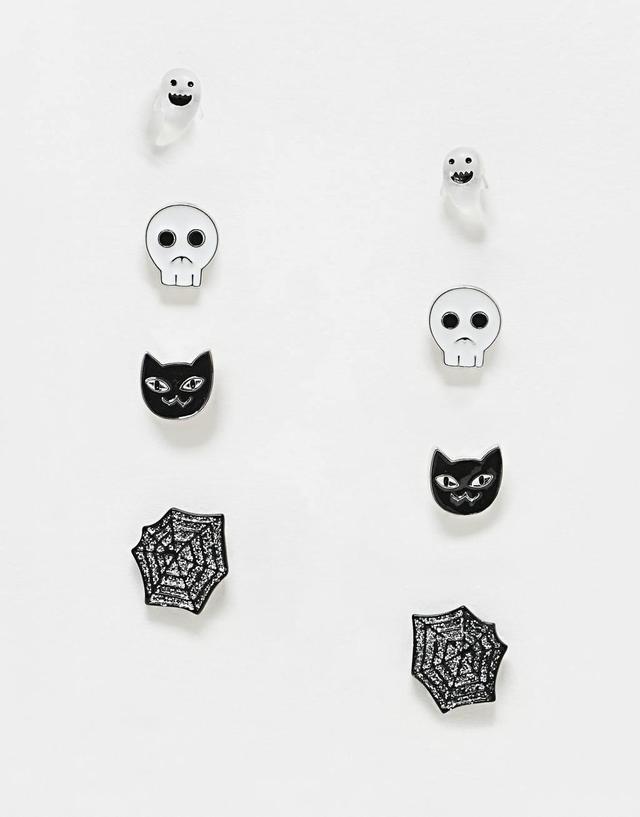 ASOS DESIGN Halloween pack of 4 earrings with novelty design Product Image