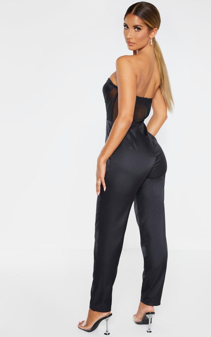 Black Bandeau Mesh Insert Cup Detail Jumpsuit Product Image