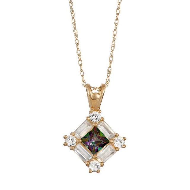 10k Gold Mystic Topaz & Lab-Created White Sapphire Pendant Necklace, Womens, Size: 18, Blue Product Image