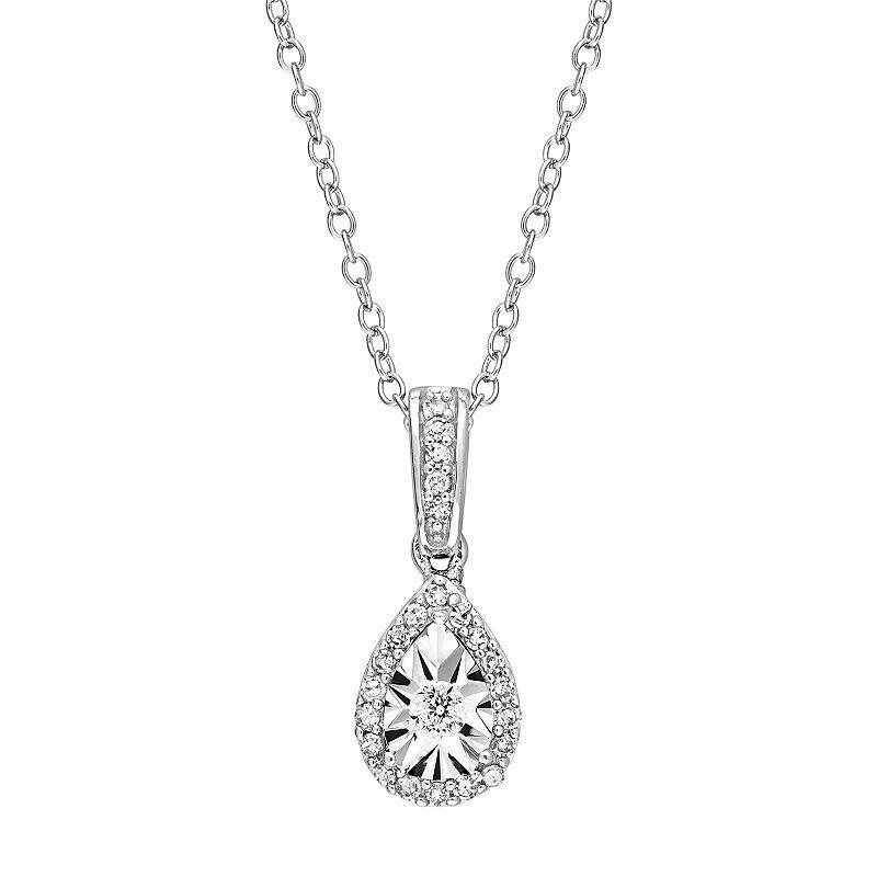 Stella Grace Sterling Silver 1/6 Carat T.W. Diamond Teardrop Pendant, Womens Product Image