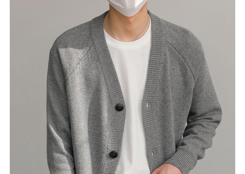 V-Neck Plain Oversized Cardigan Product Image