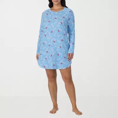 Cuddl Duds Womens Plus Long Sleeve Round Neck Nightshirt Product Image